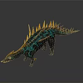 3D Rendered Stegosaurus Dinosaur Model With Teal Green Skin And Orange Back Spikes