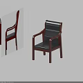 Modern Office Chair with Wooden Frame Black Leather Cushion Armrests and High Backrest