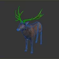 Brown 3D Model Deer With Large Antlers Standing In Realistic Detailed Pose