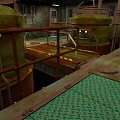 Cartoon Industrial Facility Scene Featuring Green Containers Rusty Metal Railings Grated Floor And Number 10A