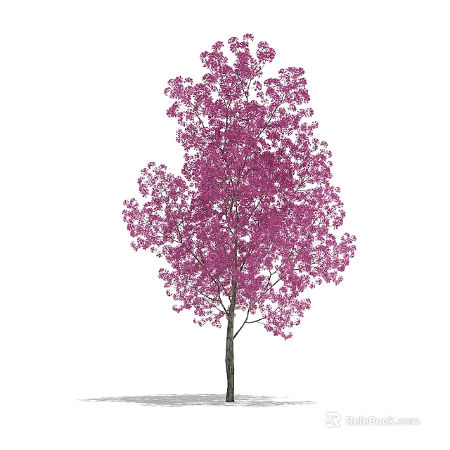 Tall Vibrant Arbor With Lush Pink Flowers And Dark Trunk 3d model 
