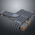 Industrial Piping System With Mechanical Components Control Boxes And Equipment Units