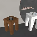 Brown And White Coffee Tables With Arched Legs White Cup Magazines Modern Interior POLIFORM