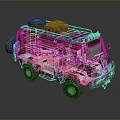 minibus minivan driverless bus school bus van box car 3d model