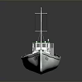 Detailed Scale Model Ship With Green Cabin White Hull Two Masts And Wooden Deck Design