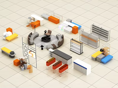 Modern Shelf Booth Middle Island Low Cabinet 3d model Modern Shelf Booth Middle Island Low Cabinet 3d model