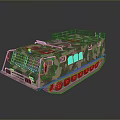 Military Camouflage Tracked Tank with Front Grille and Roof Rail Design