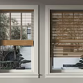 Stylish Window Blinds For Modern Home Windows With Exterior Green Plants And Architectural Views