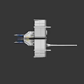 Futuristic White And Blue Cosmic Spacecraft Model With Detailed Aerospace Structure