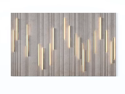 Modern Sofa Background Wall Design With Vertical Textured Panels And Embedded LED Lighting 3d model