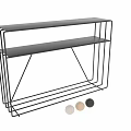 Modern Entryway Side Cabinet With Black Metal Frame And Wooden Storage Shelves