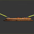 Freshly Baked Pizza On Wooden Paddle With Vegetable And Meat Toppings And Yellow Cutters