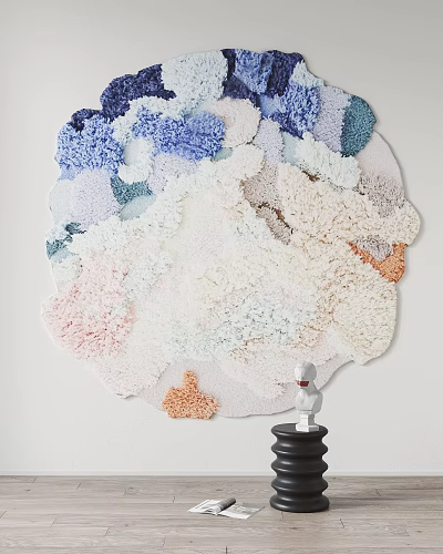 Colorful Textured Shaped Rug As Wall Art Decoration 3d model