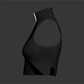 Black Sleeveless High Neck Top With Front Zipper And Fitted Design 3d model