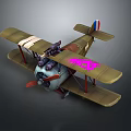 Vintage Brown Biplane With Detailed Pink Design Retro Wings And Classic Propeller Structure