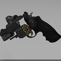 Modern Tactical Revolver with Scope Exposed Cylinder Black Grip and Ammunition Rounds