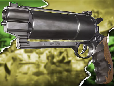 Colt Single Action Army Vintage Revolver With Metal Body And Wooden Grip 3d model