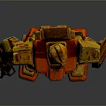 Yellow And Red Mech Robot Warrior Action Figure Holding Gun And Shield