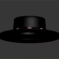 Classic Felt Black Hat With Wide Brim Black Band And Copper Circular Decorations