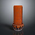 Orange Cylindrical Industrial Equipment With Vertical Ridges And Metallic Base