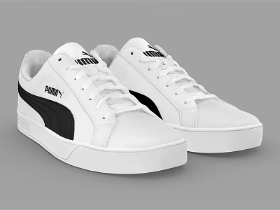PUMA White Casual Shoes With Black Logo And Classic Stylish Design 3d model