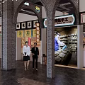Traditional Chinese Restaurant Interior With Wooden Lanterns And Flower Display Area
