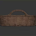 Brown Woven Basket With Two Handles Round Shape On Gray Background 3d model