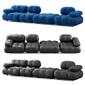Modern Blue And Black Plush Sectional Sofa With Modular Design For Living Room