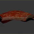 Red Wooden Stone Slab With Carved Spiral Patterns And Glossy Surface