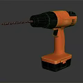 Orange and Black Cordless Electric Drill with Drill Bit for DIY Projects 3d model