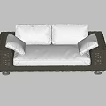 Comfortable Multi Seat Sofa With Brown Wicker Frame And White Cushions 3d model