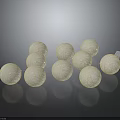 White Textured Spherical LED Decorative Lights on Dark Background with Reflection 3d model