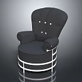 Elegant Black Single Sofa With Button Tufted Back Curved Armrests And Metal Frame