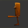 Orange Cartoon Character With Large Eyes Smiling Face Arms Legs Feet Holding Small Object