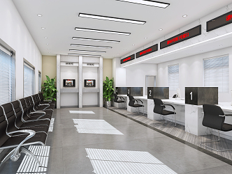 modern bank reimbursement hall 3d model