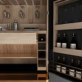 Modern Black Entryway Cabinet Sideboard with Gold Handles and Metal Legs