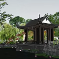 Chinese-style pavilion waterside pavilion rest hilltop corner pavilion 3d model