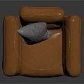Plush Orange Single Sofa With Gray Pillow Black Legs And Modern Upholstered Design