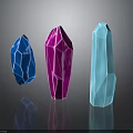 Colorful Polyhedral Crystal Structures With Blue Pink Light Blue Hues And Geometric Lines