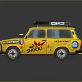 Yellow Vintage Station Wagon With Spare Tires On Roof And Protect Shock Graphics
