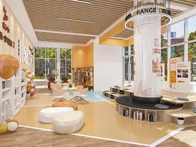 Modern Service Hall Interior With Spacious Layout Comfortable Seating And Natural Light 3d model