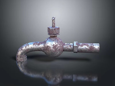 Vintage Rusty Metal Water Faucet as Essential Daily Household Necessity 3d model