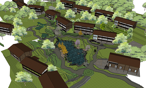 New Chinese Architecture Rural Village 3d model