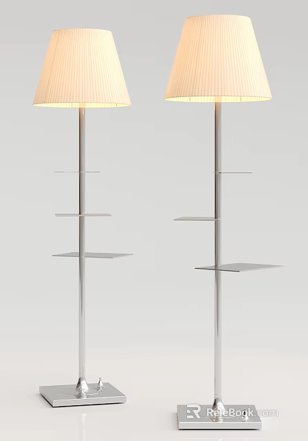 Modern Floor Lamp With Metal Structure And Multiple Storage Shelves 3d model