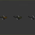 Three Different Colored Pistols Displayed On Black Background With Reflective Surfaces