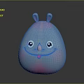 Cute Cartoon Creature With Rabbit Ears Blue Pink Gradient Big Eyes And Smiling Mouth