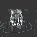 Black Industrial Robot With Mechanical Arms On Yellow Platform Handling Small Component