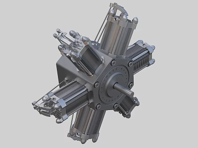 Industrial Equipment Radial Engine Mechanical Structure With Multiple Metal Cylinders And Components 3d model