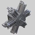 Industrial Equipment Radial Engine Mechanical Structure With Multiple Metal Cylinders And Components