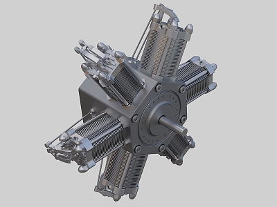 Six-cylinder star engine mechanical equipment 3d model